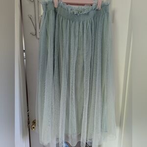 NWT Lauren Conrad Ombre Tulle Maxi Skirt - skymist blue size XL